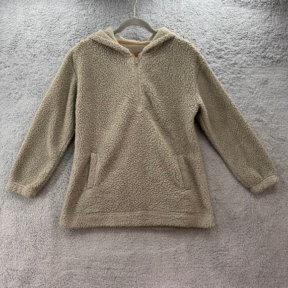 Koolaburra by UGG Women's Size Small Fleece Hooded Pullover 1/4 Zip Tan Cozy - Picture 1 of 9